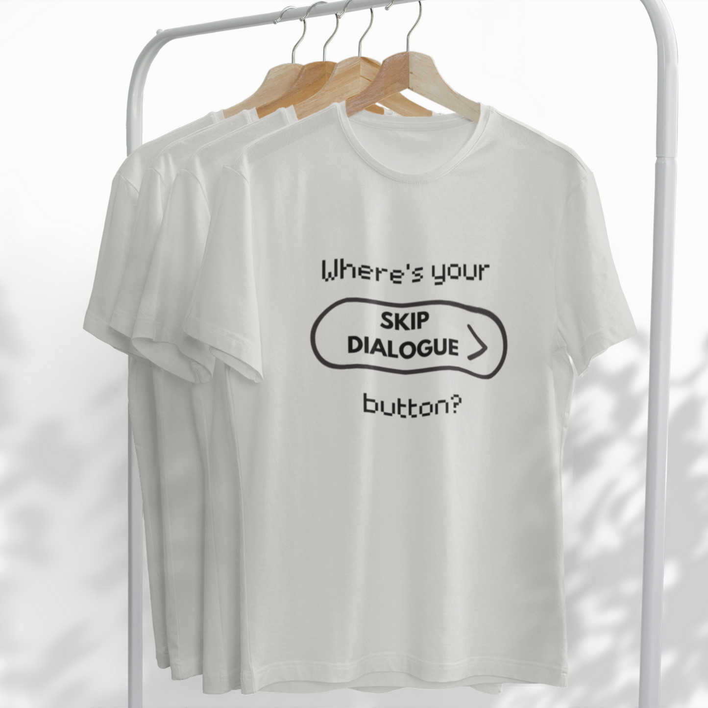 Skip Dialogue Button Unisex Tee