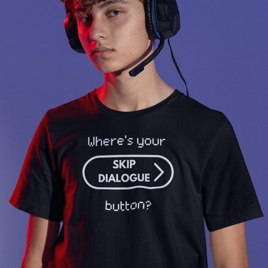 Skip Dialogue Button Unisex Tee