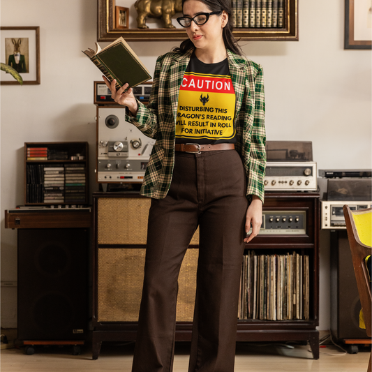 Caution Dragon Reading Unisex Tee