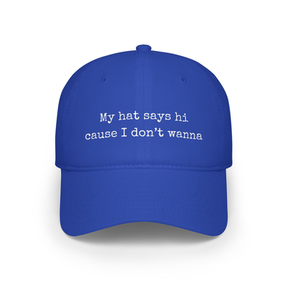My Hat Says Hi Cause I Don't Wanna Unisex Cap