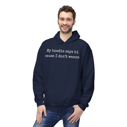 My Hoodie Says Hi Cause I Don't Wanna Unisex Hoodie
