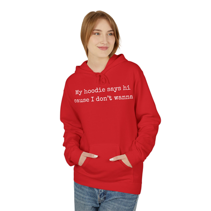 My Hoodie Says Hi Cause I Don't Wanna Unisex Hoodie